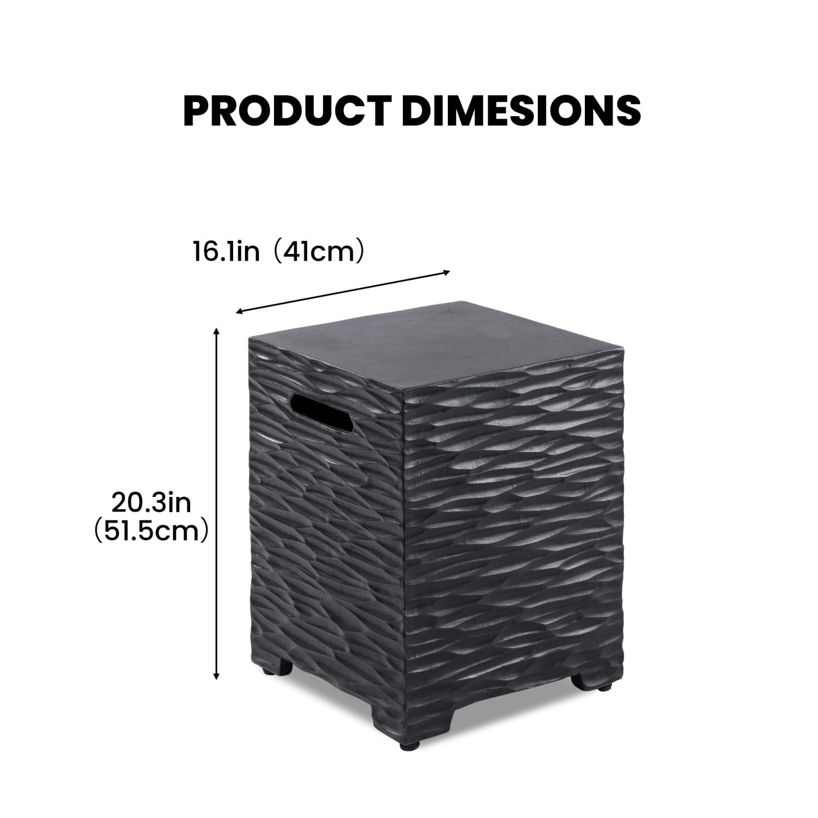 MOALCOFER 16''Outdoor Hideaway Tank Table for Gas Fire Pits, Hides Standard 20lb Propane Tank Cover(Black)