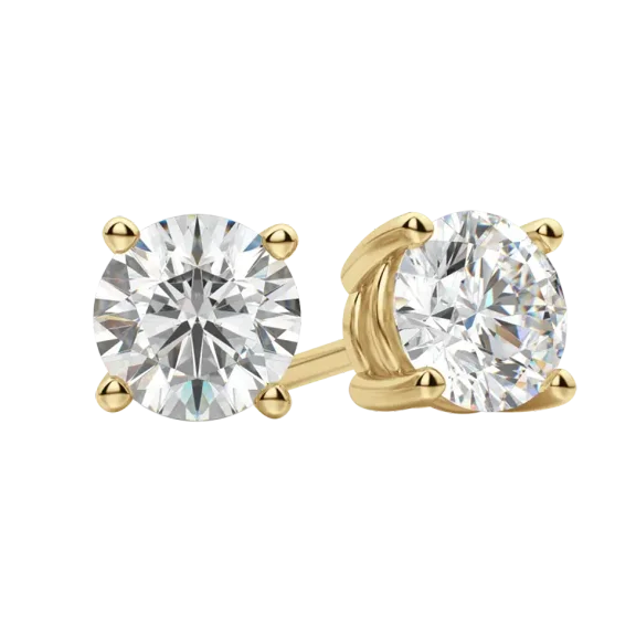OM-RE 2 Carat Lab Grown Diamond F VS2 Stud earrings 14K Yellow Gold