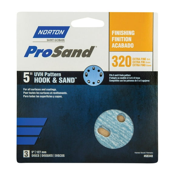 Norton 07660768348 ProSand Universal Vacuum Sanding Disc, Grit 320, 5", 3 Piece