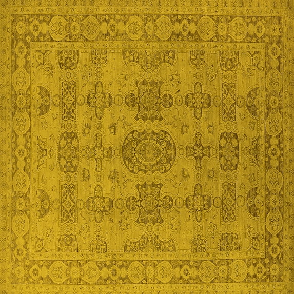 Ahgly Company Indoor Square Oriental Yellow Traditional Area Rugs, 3' Square
