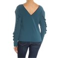thumbnail image 2 of BAR III Womens Teal Ruffled Low Back Long Sleeve Jewel Neck Top M, 2 of 2