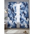 thumbnail image 2 of White Navy Sheer Curtains for Living Room Bedroom, Light-filtering Sheer Curtain, Blue Flower Blooming Watercolor Floral Botanical Rod Pocket Voile Window Treatment Drapes, 52’’Wx84’’L, 2 Panels Set, 2 of 7