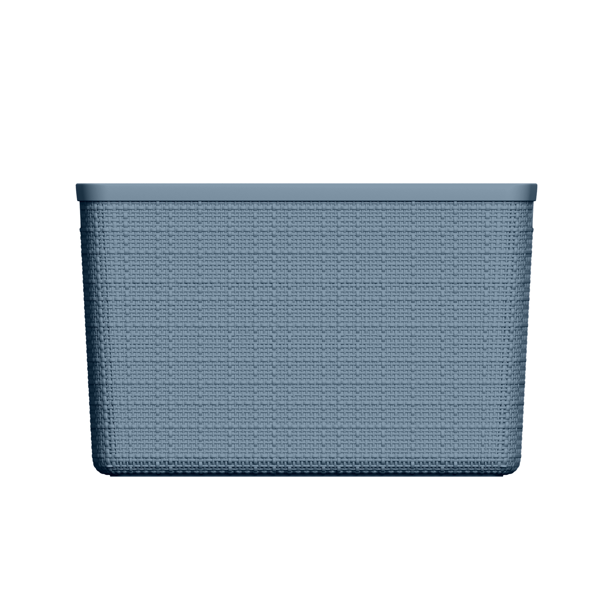 Curver Jute Basket Large, Resin Plastic Storage Bin, Denim Blue, 4 Pack
