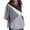 Color Block-Gray, variant on Women Oversized Patchwork Shirts 3/4 Sleeve Crewneck Cute Print Tops Summer Casual Elbow Length T-Shirts (2XL, Black)