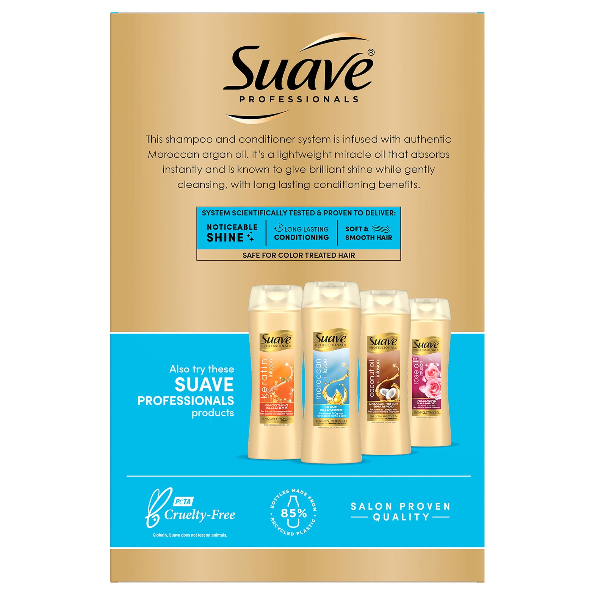 Suave Moroccan Infusion with Argan Oil Shine Shampoo and Conditioner, 12.6 oz 2 Pack