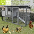 thumbnail image 4 of Noaman 79" Large Chicken Coop with Upgraded Perches, Wooden Outdoor Chicken Cage for 5-8 Chickens/Ducks/Rabbits, Weatherproof Asphalt Roof, Removable Bottom, Easy Cleaning, Blue+Grey, 4 of 12
