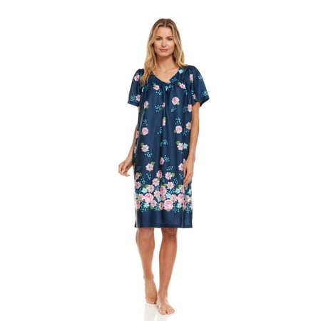 

9004 Women Nightgown Sleepwear Pajamas Woman Sleep Dress Nightshirt Navy XXL
