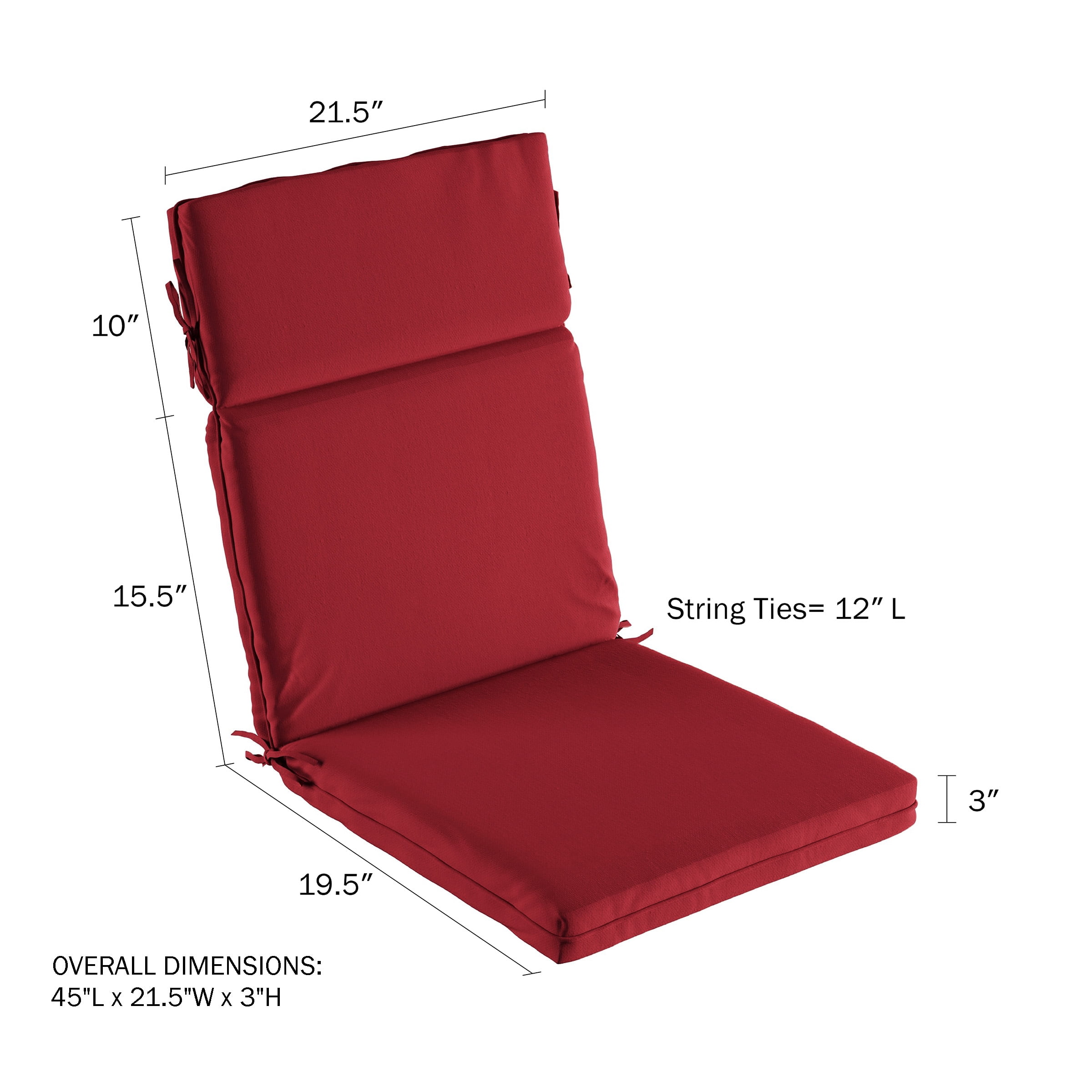 Somerset Home Indoor/Outdoor High Back Chair Cushion- 3 Sections, Red