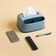 thumbnail image 4 of Dispensador de pañuelos Caja dispensadora de pañuelos rectangular con caja dispensadora de pañuelos faciales de plástico que puede almacenar y colocar pañuelos (azul), 4 of 5