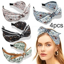 EEEkit 4pcs Boho Bow Headbands, Wide Knotted Floral Hairbands for Women, Fashion Hair Accessories