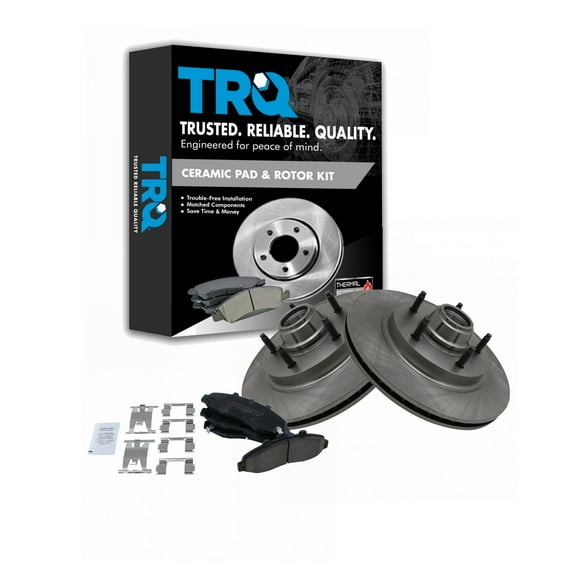 TRQ Front Brake Pad & Rotor Kit Brake Pads Brake Rotor Ceramic Fits Select 1997-1999 Ford F-150