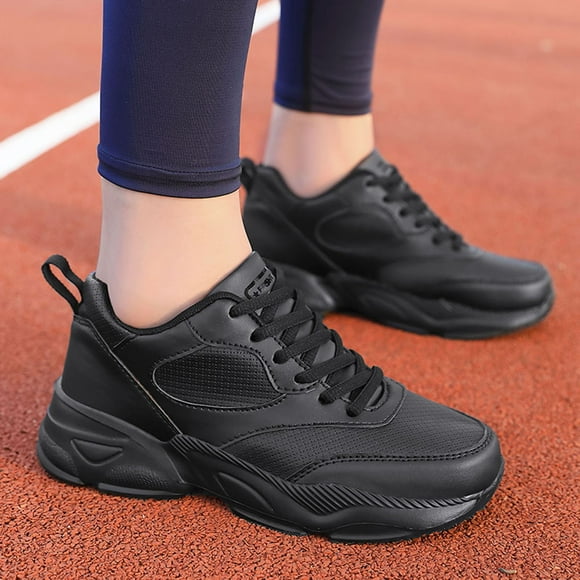 XEGLSBU Non Slip Work Shoes for Women, Black Non Slip Sneakers for Women, Comfortable Lightweight Walking Shoes