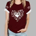 thumbnail image 3 of TKLPEHG Womens Business Casual Tops Short Sleeve Crew Neck Fashion Loose Dog Paw Print Graphic Tee Summer Comfy Blouses (Wine,XXL), 3 of 4