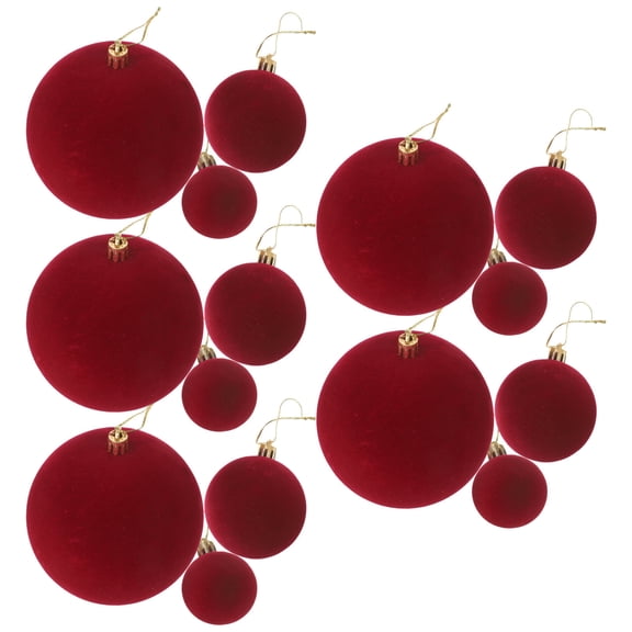 SOPOTUTU Velvet Christmas Ornaments Set, 15pcs Red Holiday Decorations for Tree, Home, Party