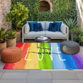 thumbnail image 2 of Rainbow Outdoor Rug for Patio/Deck/Porch, Non-Slip Large Area Rug 5 x 7 Ft, Cartoon Colorful Gradient Striped Funny Art Indoor Outdoor Rugs Washable Area Rugs, Reversible Camping Rug Carpet Runner, 2 of 8