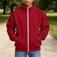 thumbnail image 5 of Cethrio Boys Full Zip Sweatshirts, Fleece-lined Casual Long Sleeve Stand Collar Fall Jackets with Pockets Size 9-10 Years Wine, 5 of 7