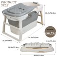 thumbnail image 5 of Wliqien 44.5" Portable Folding Bathtub, Small Foldable Tub with Thermal Cover & Massage Roller, Large Collapsible Tub, Freestanding Surround Collapsible Tub, Heightened Foldable Bathtub, 5 of 6