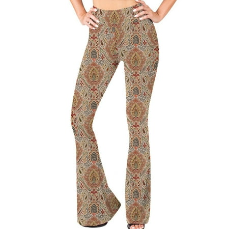 

Frontwalk Women Fashion Hippie Pants Boot Leg Flares Comfy Slim Lounge Yoga Pants Bottoms Bootleg Palazzo Stretch Pants