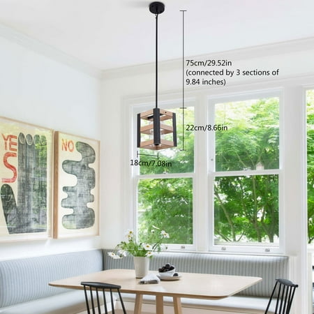 

Rustic Style Metal Wood Cage Pendant Light Chandelier Attic Ceiling Lamp Kitchen