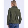 thumbnail image 3 of DARING DIVA Women's Corduroy Long Sleeve Button Down Shacket Jacket L Army Green, 3 of 6