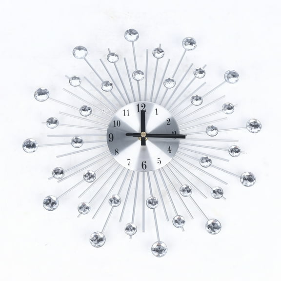 Miumaeov 13" Metal Wall Clock With Decorative Glass Crystal For Living Room Decor