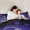 thumbnail image 5 of jejeloiu American Rugby Games Queen Comforter Set,Purple Black Bedding Comforter Set For Football Lover Reversible 3-Piece, 5 of 8