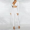 thumbnail image 3 of Aayomet Womens Jumpsuit Womens Bodycon Jumpsuit Long Sleeve High Waist Romper Clubwear,White S, 3 of 5