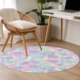 thumbnail image 5 of Blue Yellow Pink Round Area Rug 4 FT, Non Slip Indoor Outdoor Rug, Modern Abstract Art Watercolor Washable Soft Circular Carpet Non-Shedding Floor Mat for Coffee Table Nursery Foyer Balcony, 5 of 9
