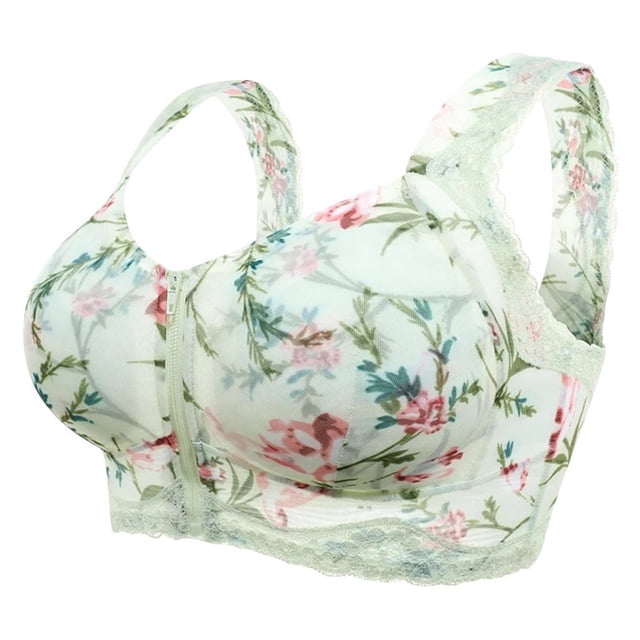 CHUANK Front Closure Bras for Women Sexy Plus Size Compression Bra Full Coverage Padded Bras Pink L