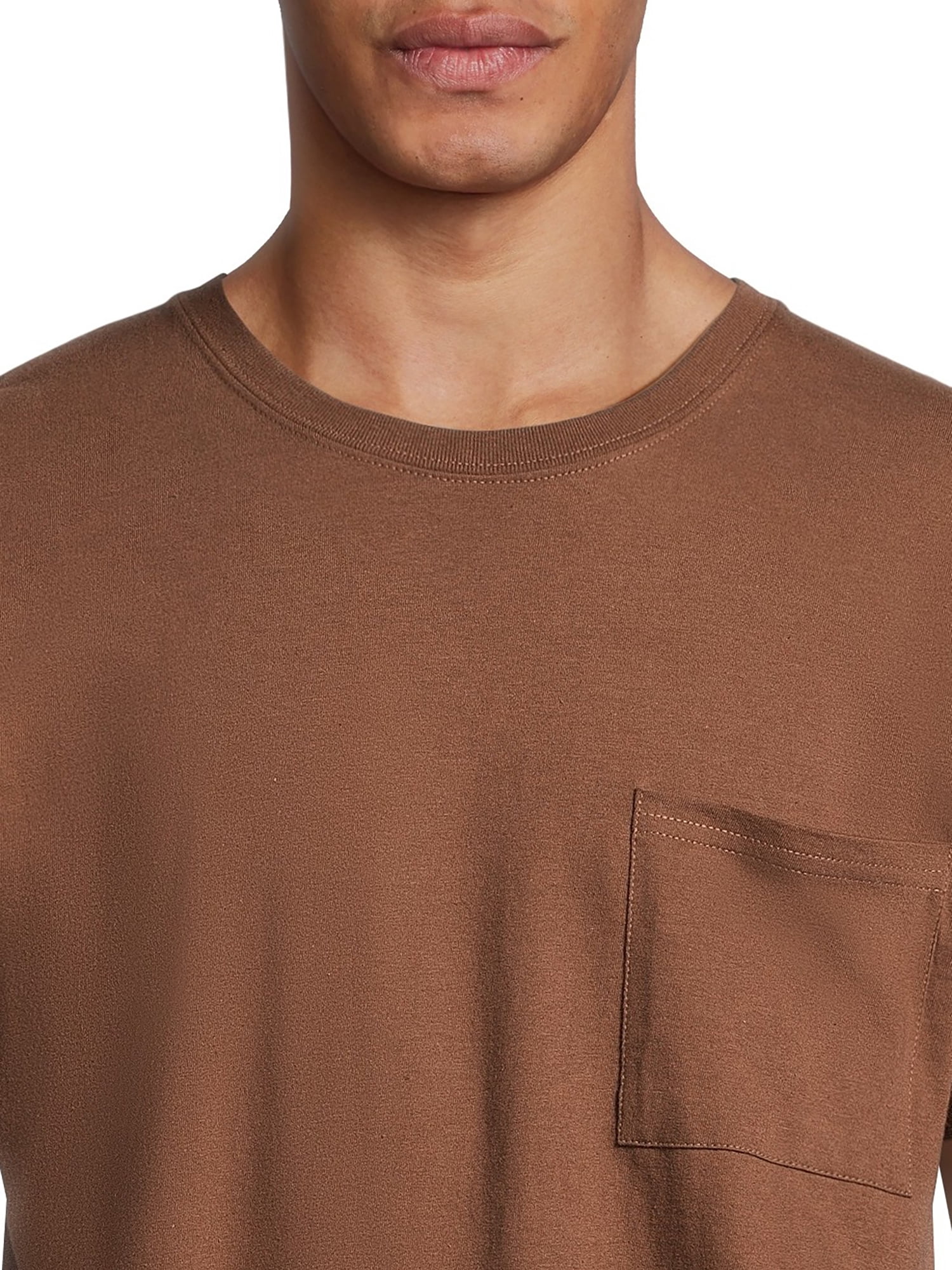 Athletic Works Men's and Big Men's Cotton Pocket Tee, Sizes XS-5XL