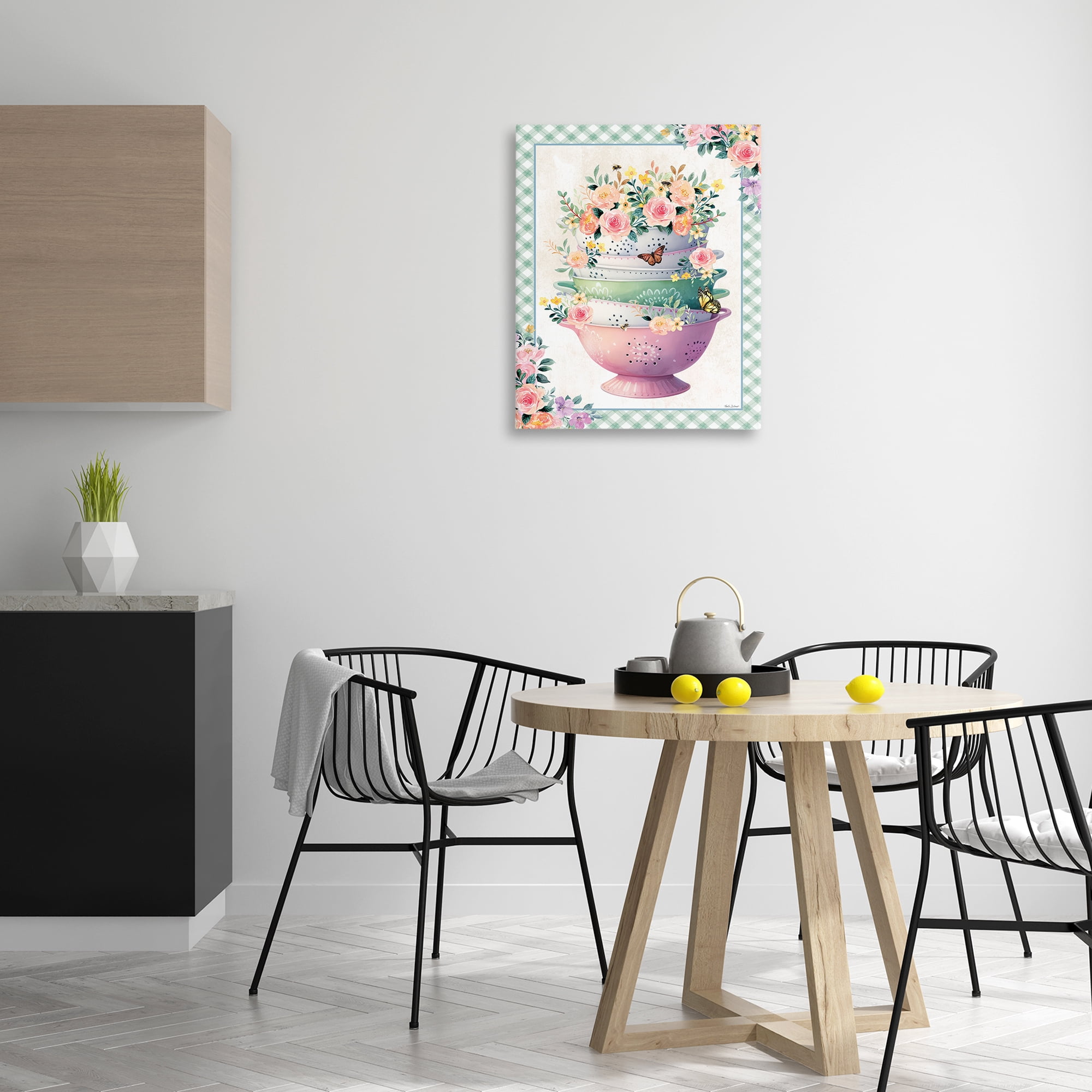 Stupell Industries Stacked Bowls Plaid Border Food & Beverage Painting Wrapped Canvas Art Print Wall Art, 24 x 30