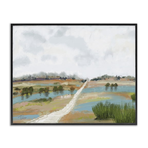 Stupell Industries Contemporary Abstract Path Landscape Black Framed Giclee Art, 20 x 16, by Tina Finn