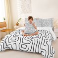 thumbnail image 4 of Homewish Minimalist Lines 7-Piece Twin Bedding,Modern Abstract Art Bedding Comforter Set,Black White,Reversible, 4 of 8