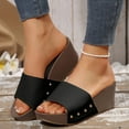 thumbnail image 2 of Dakaela Women's Platform Wedge Sandals Open Toe Slip on Slides Cork Heeled Comfortable Summer Shoes, 2 of 8