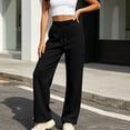 thumbnail image 3 of Ozmmyan Plus Size Womens Cargo Sweatpants Drawstring Elastic Waist Wide Leg Loose Fit Casual Lounge Pants with Side Flap Pockets for Daily Wear, 3 of 8