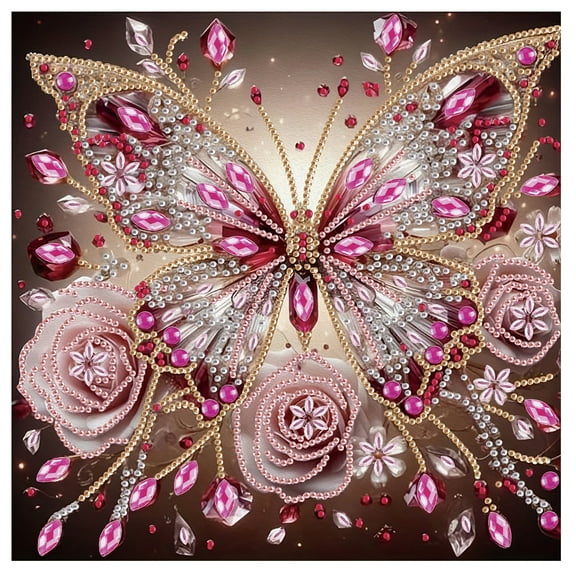 5D DIY Diamond Painting Kit Pink Butterfly Special Shape Creative Diamond Craft Suitable for Home and Office Decor, Festive Gifts
