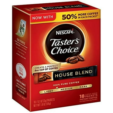 Nescafe Taster,S Choice, House Blend Instant Coffee Single Serve Sticks, 18 Count