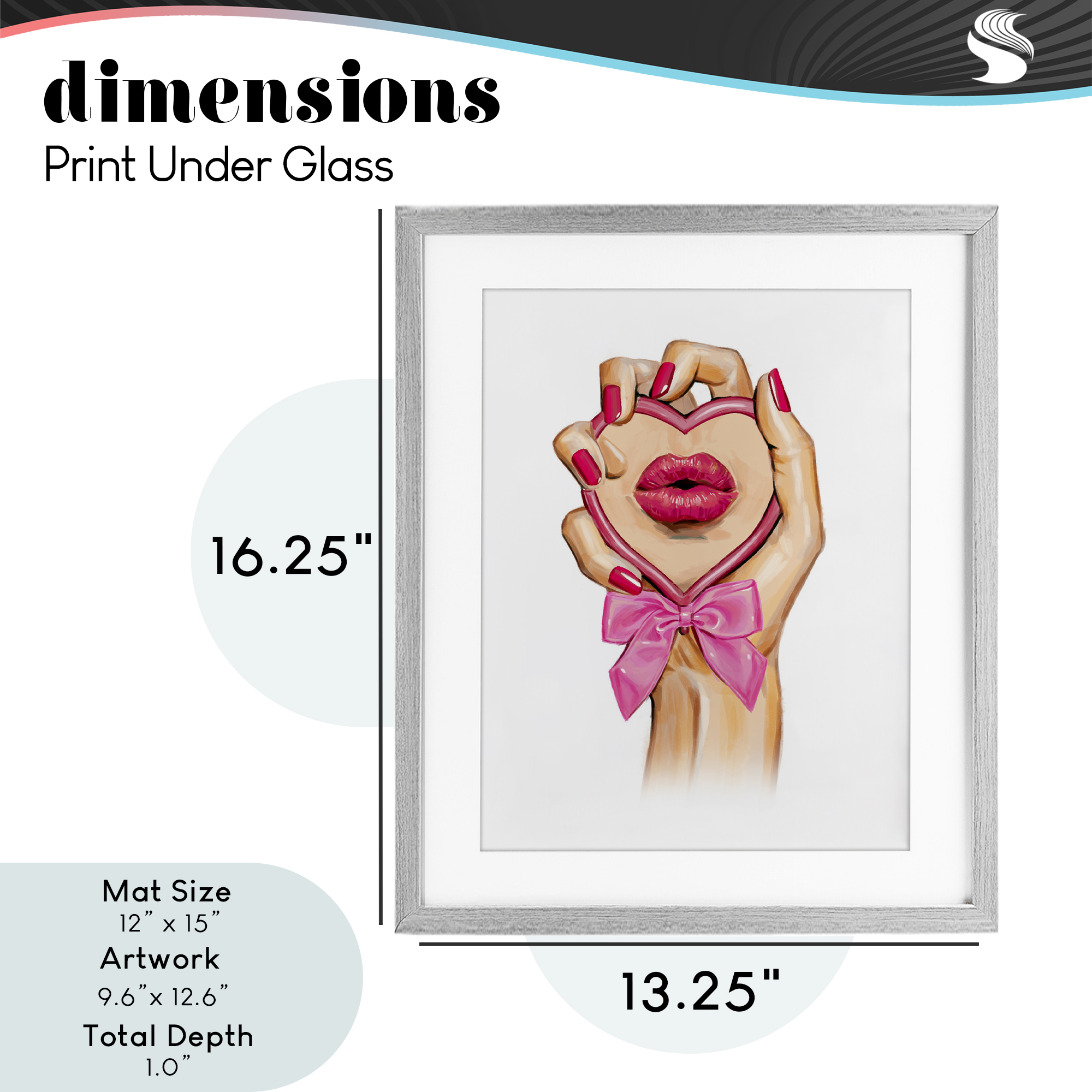 Pink Lips in Mirror Gray Framed Print Under Glass, design by Ziwei Li