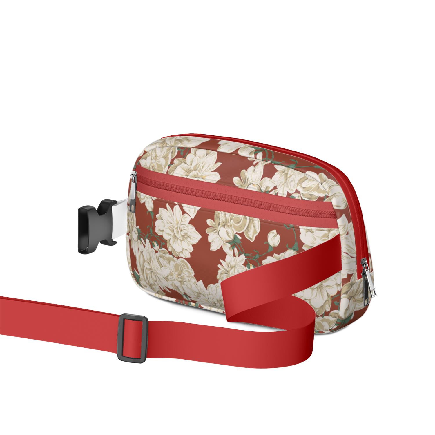 Garden-Inspired Fanny Pack – Floral Waist Bag with Tropical Wildflower Print & Hummingbird Aesthetic