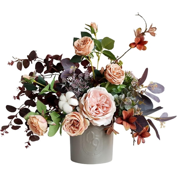 Rose Artificial Flowers, Vintage Rose Fake Flowers, Faux Flower Bouquets for Arranging Wedding Scene, Party, Living Room