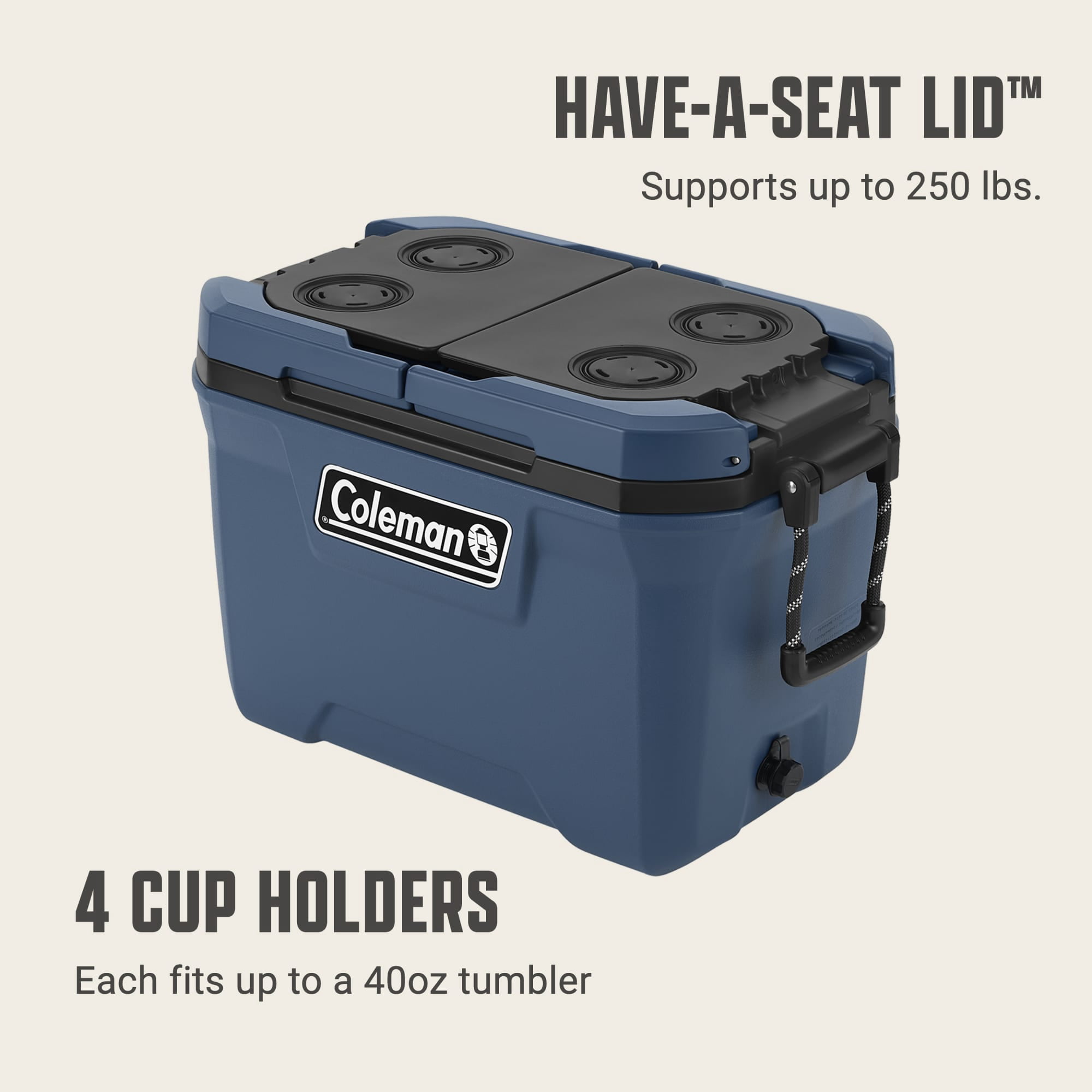 Coleman Flex 'N Go 52 QT Cooler, Large Portable Cooler for Camping, Sapphire