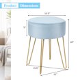 thumbnail image 3 of Costway Repose-Pieds Rond Velours Repose-Pieds Tabouret Table d'Appoint Chaise avec Pieds en Métal Bleu, 3 of 9
