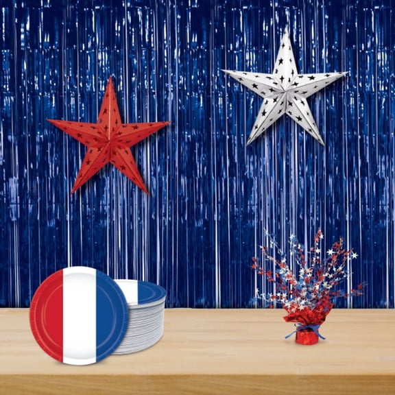 Beistle Pack of 6 Festive Metallic Blue Hanging Gleam'n Curtain Party Decorations 8'
