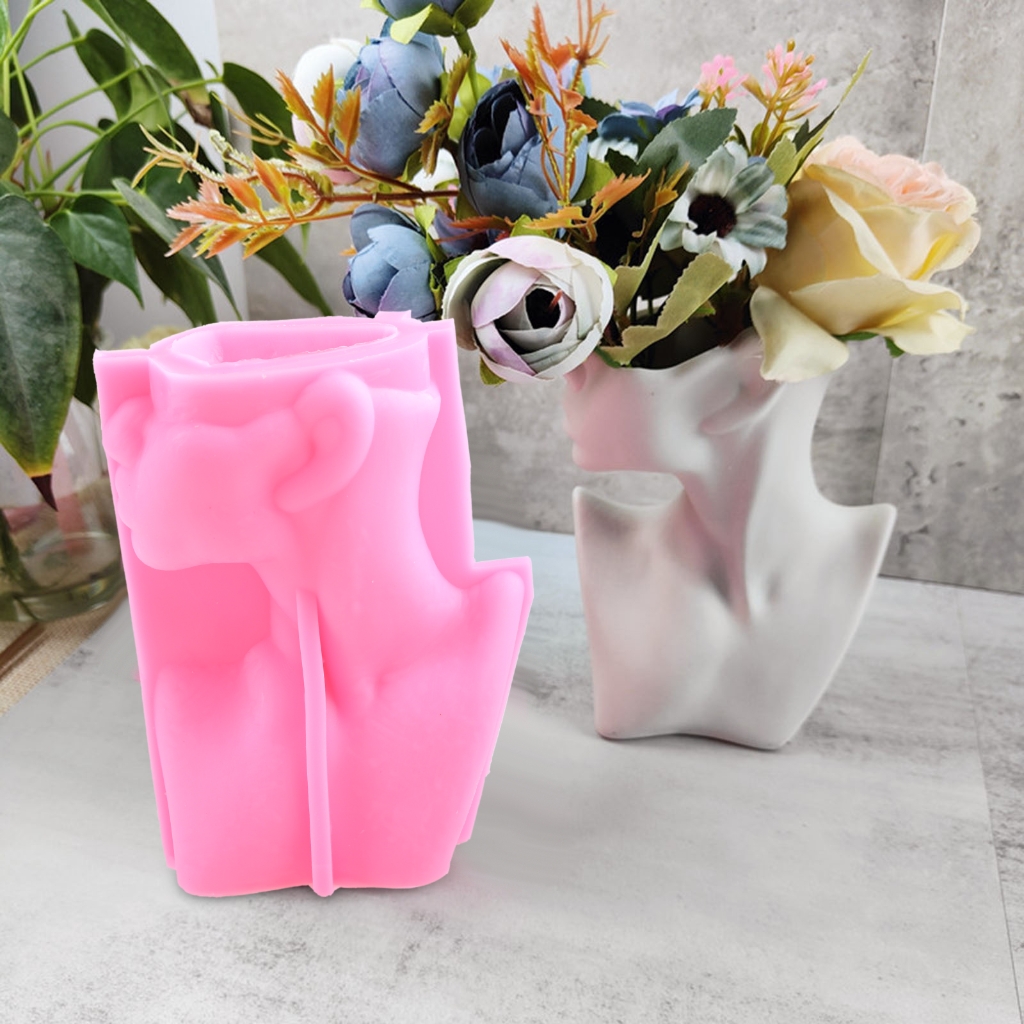 BQBQERT Half-body Human Body Flower Silicone Mold Epoxy Resin Casting Mold Vase Cement Mold Holder Mold