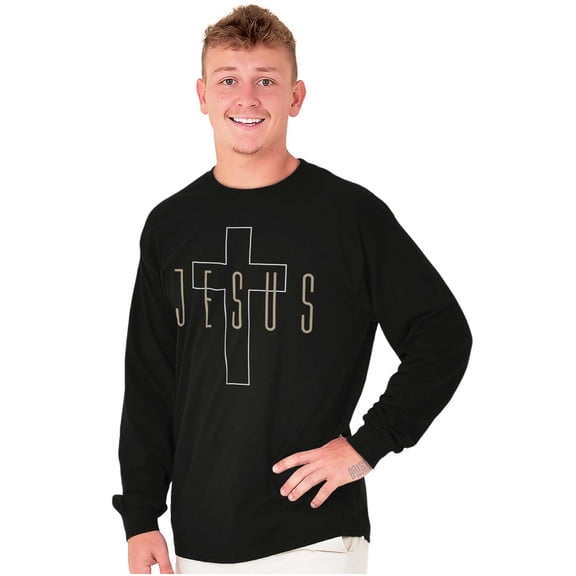 Religious Christian Faith Jesus Cross Long Sleeve TShirt Men Women Brisco Brands S