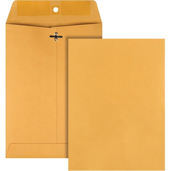 7 x 10 Clasp Envelopes, Clasp  Gummed Closures for Storing or Mailing, 28 lb Paper, 100 per Box (QUA37868)