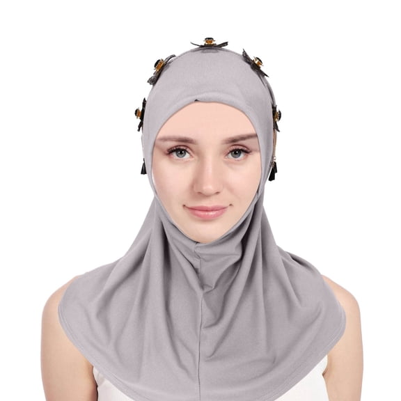 Cuekondy Heardband for Easy Wear Soft Hijab for Women Instant Hijab Scarf Turbans Prayer Scarf Muslim Abayas Dress Clothes Gray Heardband