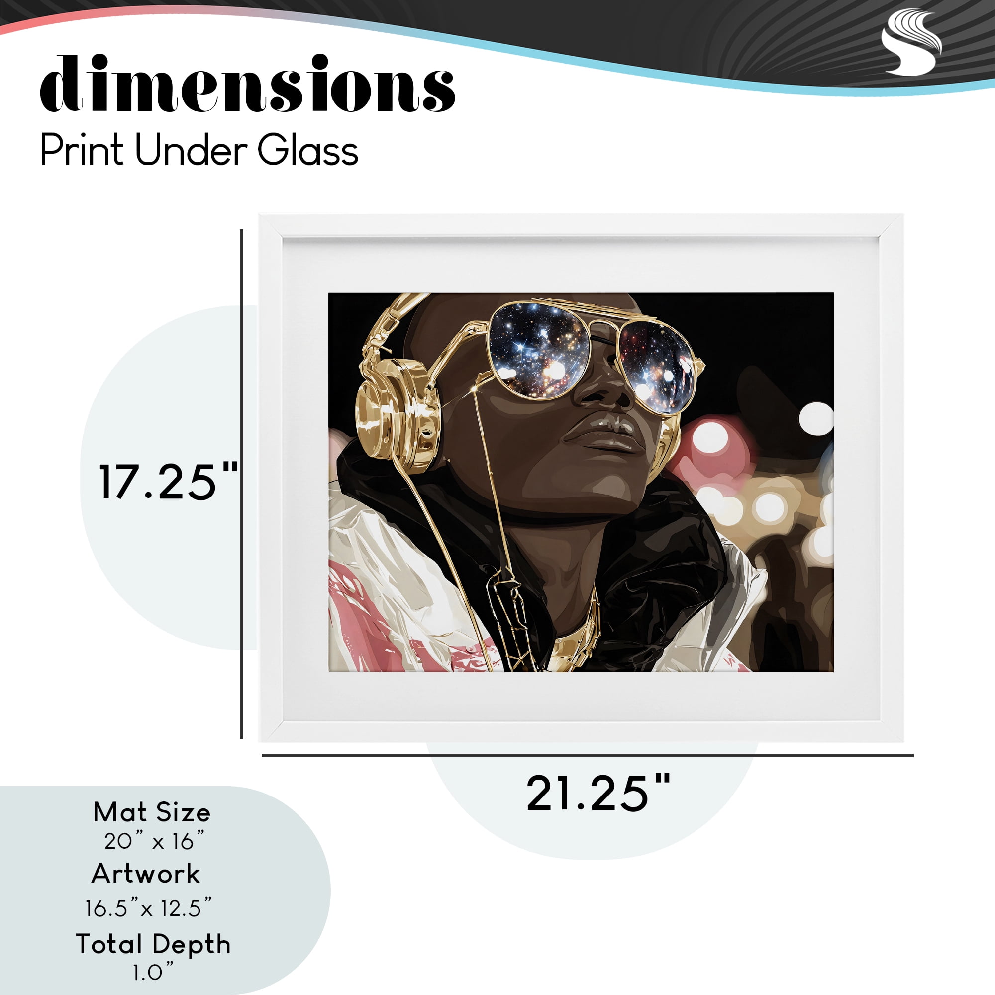 Stupell Industries Starry Eyed Shades with Headphones White Framed Print Under Glass, design by Franklyn Gregory
