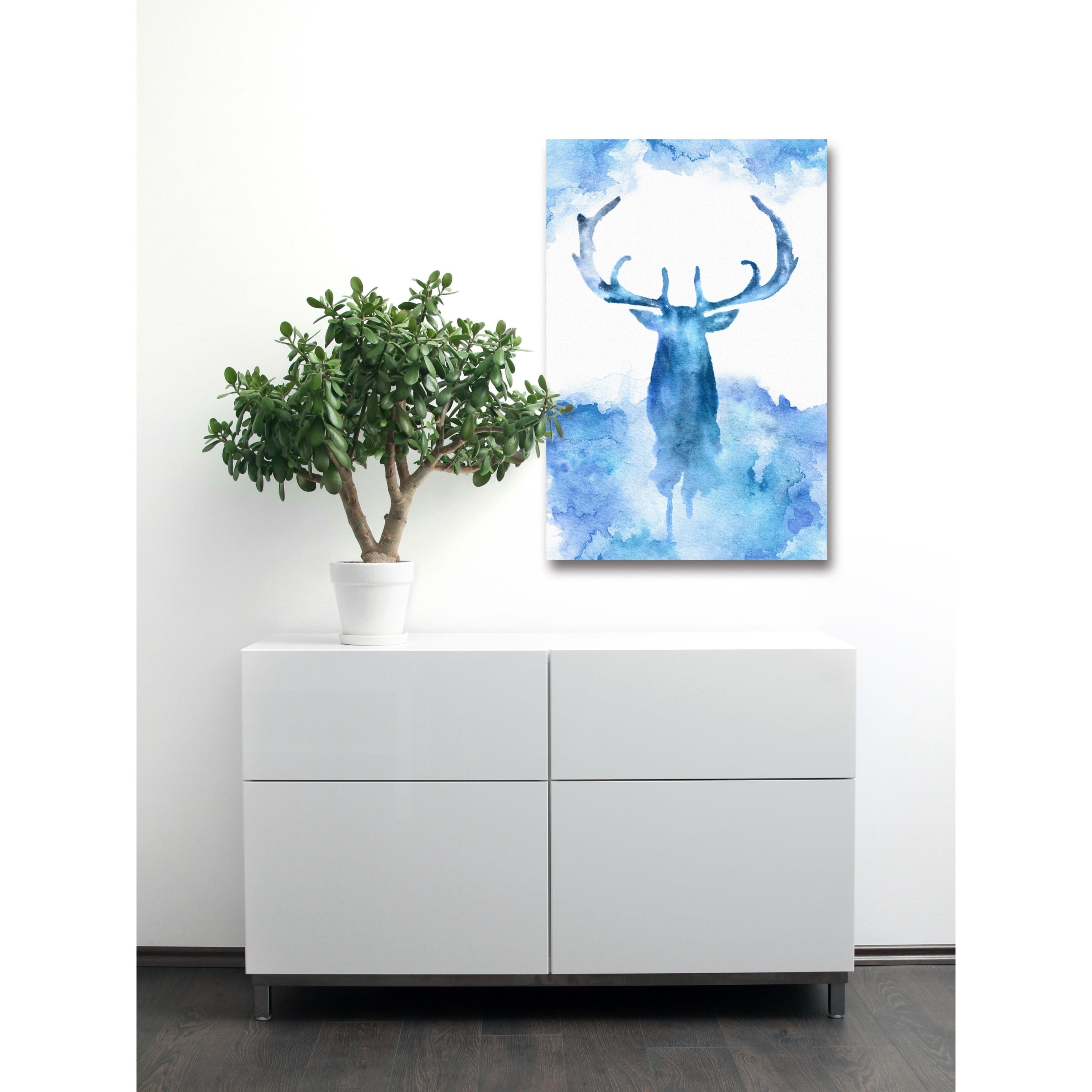 "Blue Moose" Painting Print on Wrapped Canvas