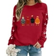 thumbnail image 3 of WEAIXIMIUNG Chandail en Molleton Court Grande Taille Noël Oversize Femmes Manches Longues Col Rond Chandails en Molleton Imprimé Poulet Léger Ample Haut, 3 of 5